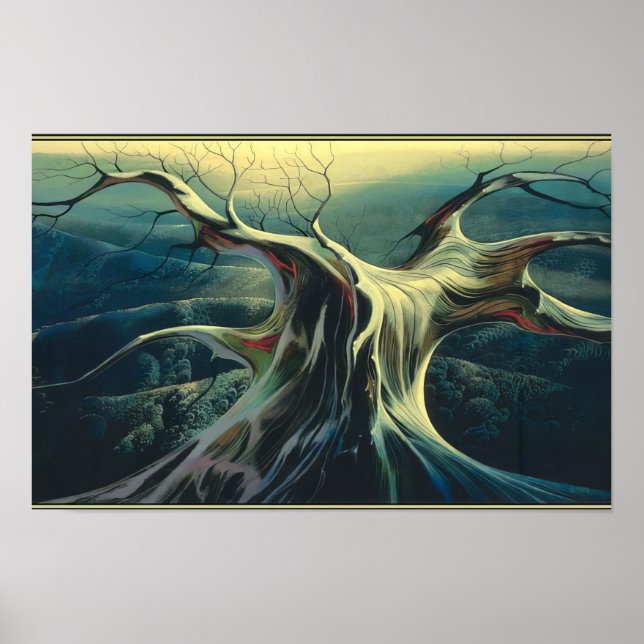 Moonlit Tree Trunk - Magic Realism  Eyvind Earle Poster (Front)