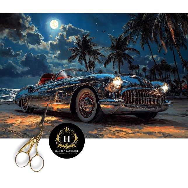 Moonlit Tropical Vintage Car Decoupage Tissue Paper (Creator Uploaded)