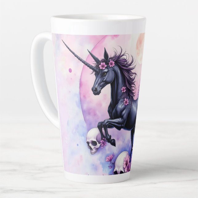 Moonlit Unicorn Among Forgotten Roses, Latte Mug (Left Angle)