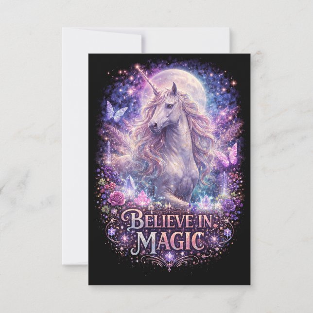Moonlit Unicorn Dreams Thank You Card (Front)