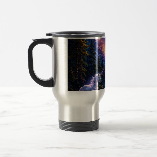 Moonlit Unicorn Fantasy Landscape  Travel Mug (Left)
