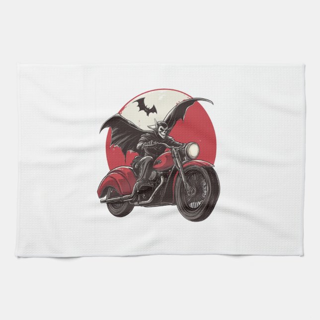  Moonlit Vampire Ride Tea Towel (Horizontal)