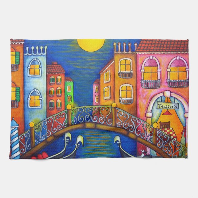 Moonlit Venice American MoJo Kitchen Towel (Horizontal)