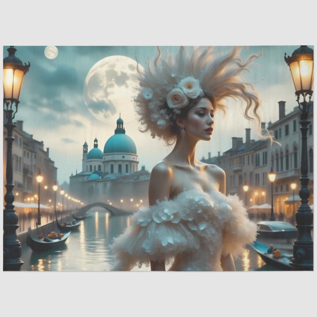 Moonlit Venice Enchantress Gothic Fantasy Tissue Paper (Front)
