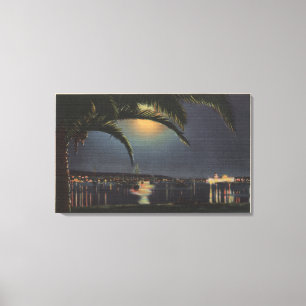 Moonlit View of Newport Bay Canvas Print