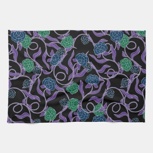 Moonlit Vine - Mysticool Collection Tea Towel (Horizontal)