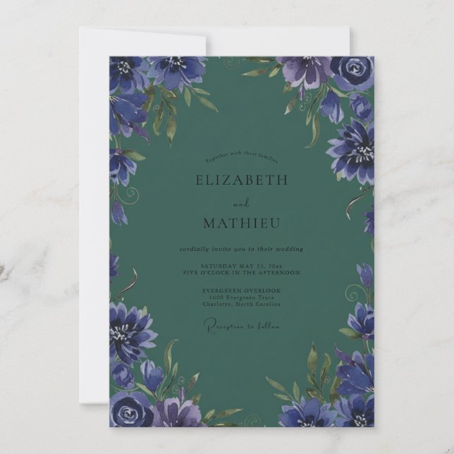 Moonlit Violet Slate Painted Wedding Invitation (Front)