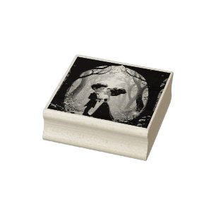 Moonlit Vows – A Cute Gothic Wedding Moment. Rubber Stamp