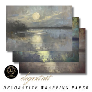 Moonlit Watercolor Landscape  Wrapping Paper Sheet