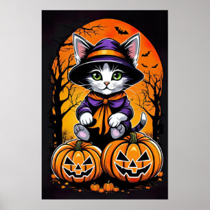 Moonlit Whiskers, Adorable Kitty Poster