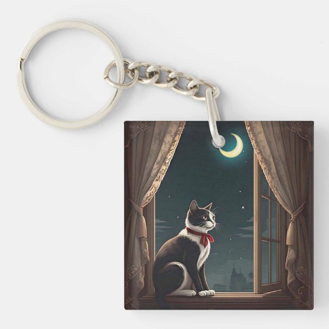 " MOONLIT WHISKERS " KEY RING (Front)