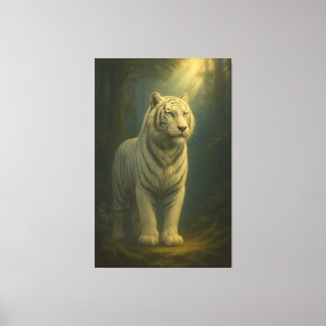 Moonlit White Tiger – Fine Art Portrait Canvas Print (Front)
