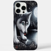 Moonlit White Wolf Reflection