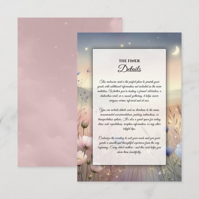 Moonlit Wildflower Whispers Wedding Enclosure Card (Front/Back)