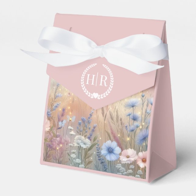 Moonlit Wildflower Whispers Wedding Favour Box (Front Side)