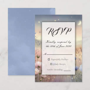Moonlit Wildflower Whispers Wedding RSVP Card