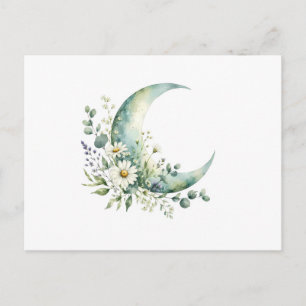 Moonlit Wildflowers Watercolor Postcard