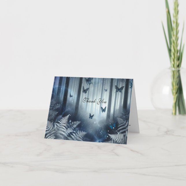 Moonlit Wings and Midnight Magic Wedding Thank You Card (Front)