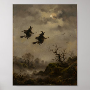 Moonlit Witch I Vintage Painting Poster