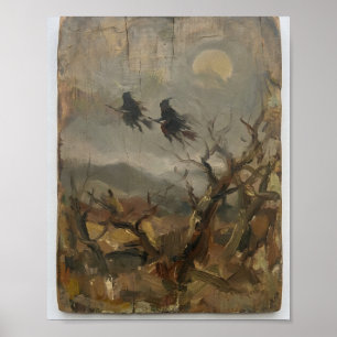Moonlit Witch II Vintage Painting Poster