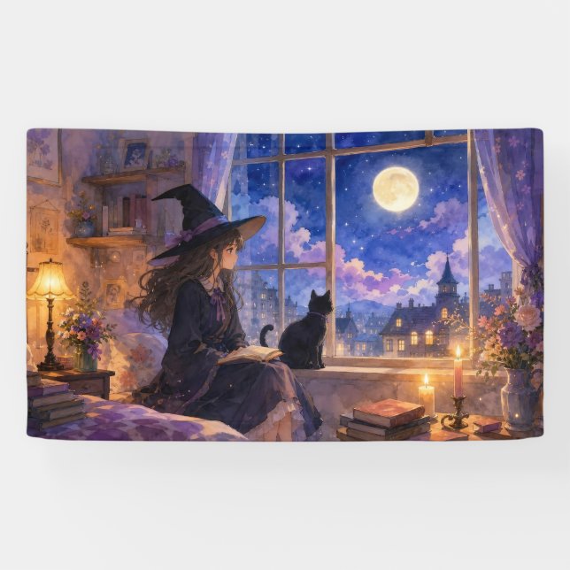 Moonlit Witch Reading Banner (Horizontal)