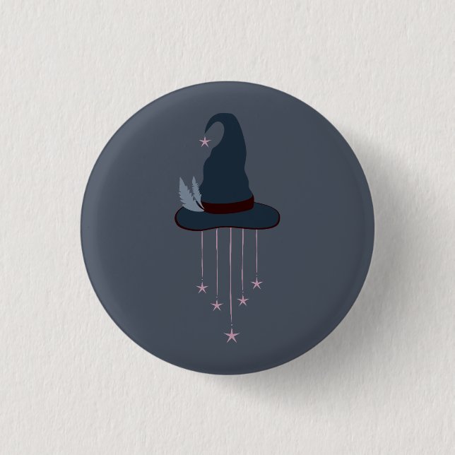 Moonlit Witchy Halloween Magic Hat 3 Cm Round Badge (Front)
