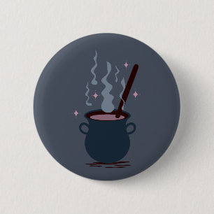 Moonlit Witchy Halloween Magic Pot 6 Cm Round Badge