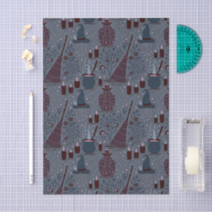 Moonlit Witchy Halloween Pattern Tissue Paper