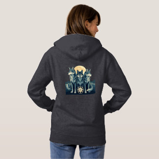 Moonlit Wolf Pack Guardians | Mystical Compass Art Hoodie
