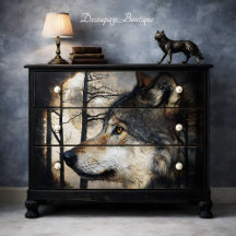 Moonlit Wolf Profile Decoupage