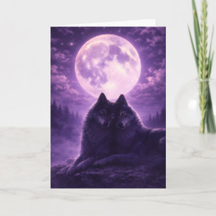 Moonlit Wolves Greeting Card