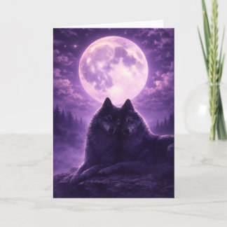 Moonlit Wolves Greeting Card