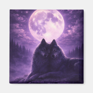 Moonlit Wolves Square Magnet