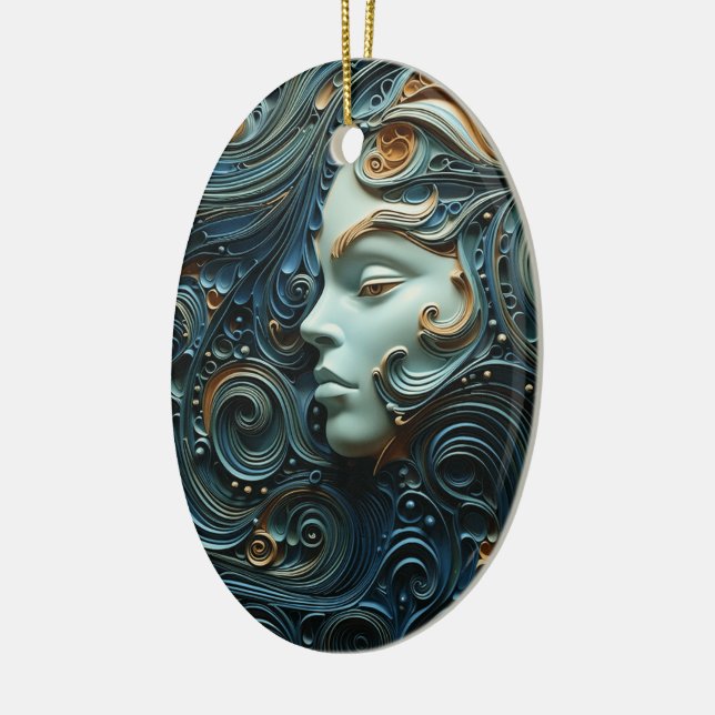 Moonlit Woman 3D Art Ceramic Tree Decoration (Left)