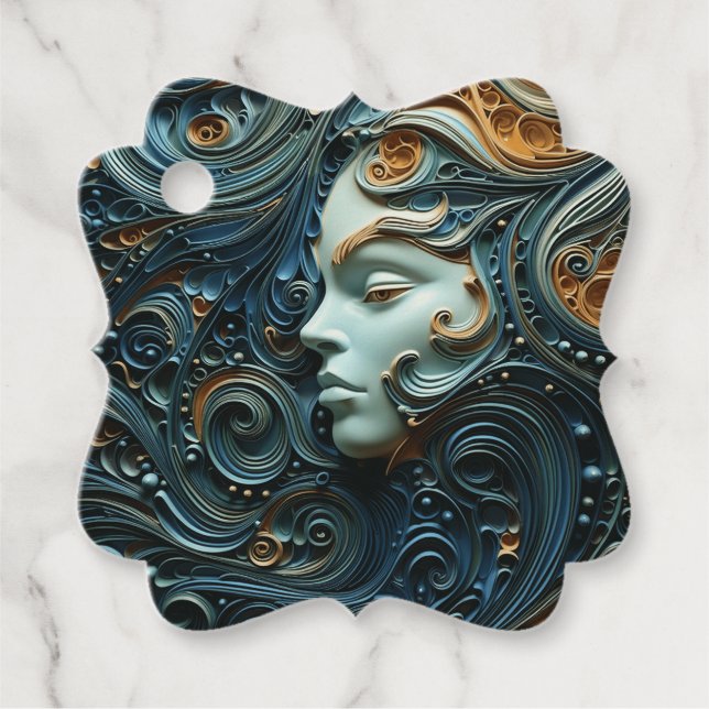Moonlit Woman 3D Art Favour Tags (Front)