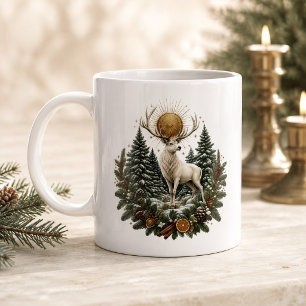 Moonlit Yule White Stag Winter Solstice Mug