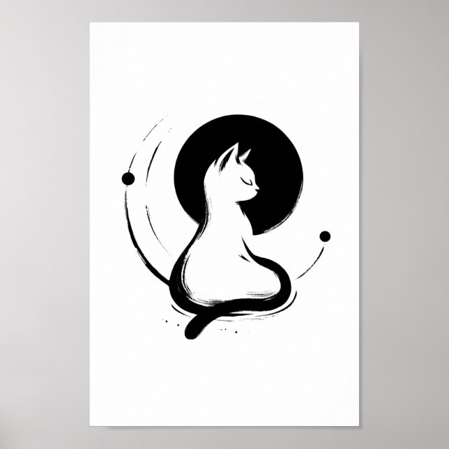 Moonlit Zen Cat Poster (Front)
