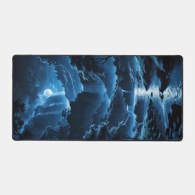 moonnight at the waterfall desk mat (Front)