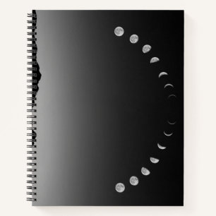 Moonphase lined notebook monochrome style