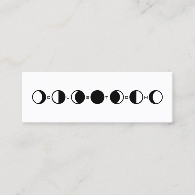 MOONPHRASE Cool Modern Moon Phase Horizontal Mini Business Card (Front)