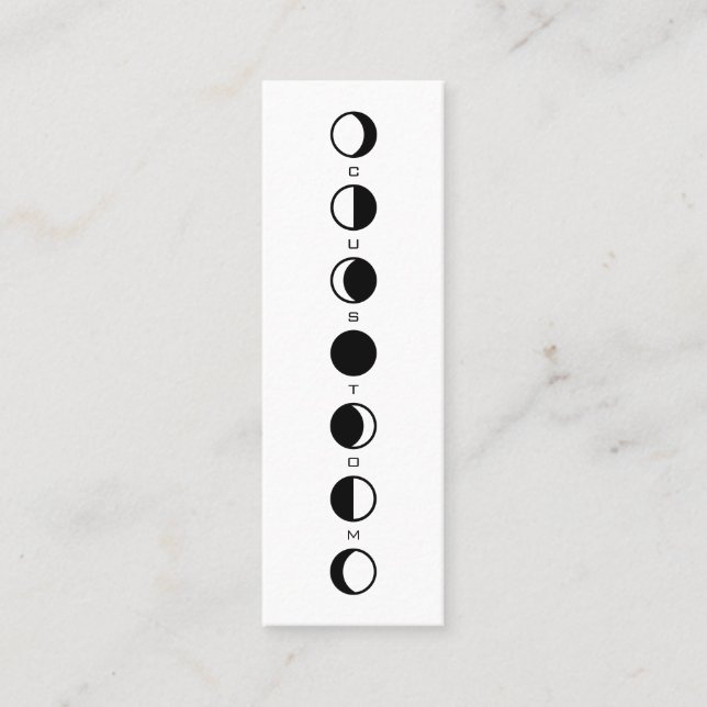 MOONPHRASE Cool Modern Moon Phase Vertical Mini Business Card (Front)