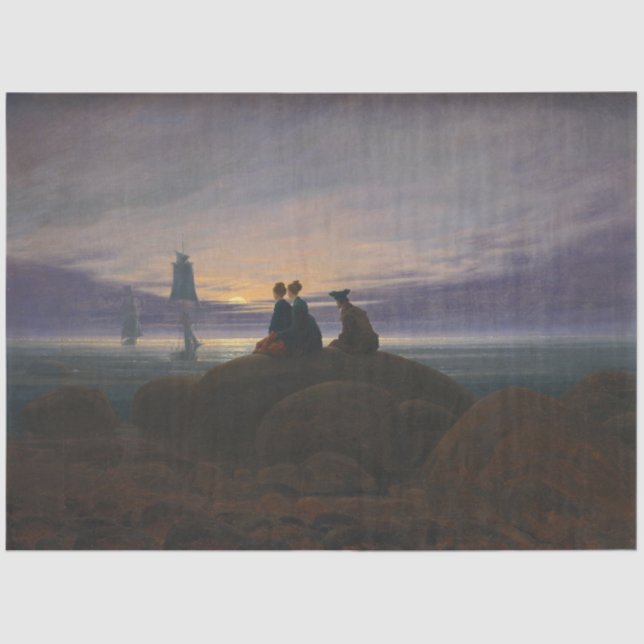 Moonrise by the Sea (by Caspar David Friedrich) Tissue Paper (Front)