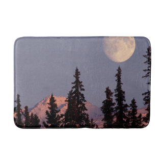 Moonrise Early Winter | Anchorage, Alaska Bath Mat