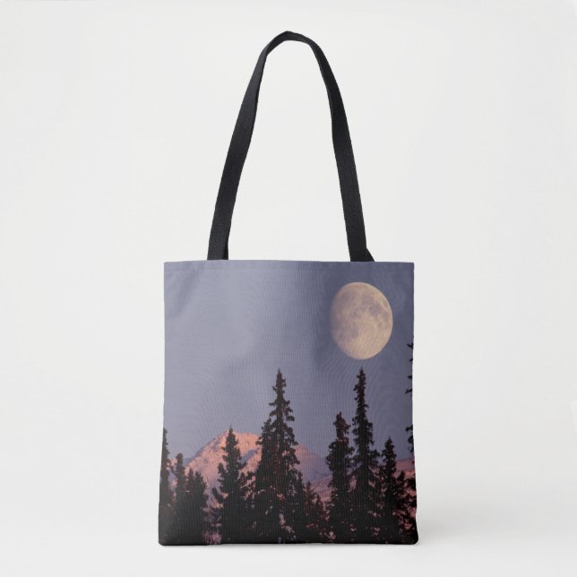Moonrise Early Winter | Anchorage, Alaska Tote Bag (Front)