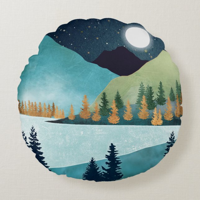 Moonrise Lake Round Cushion (Front)