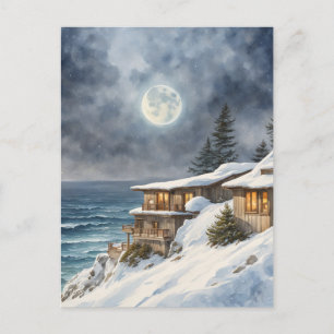 Moonrise Over Big Sur in Winter Postcard
