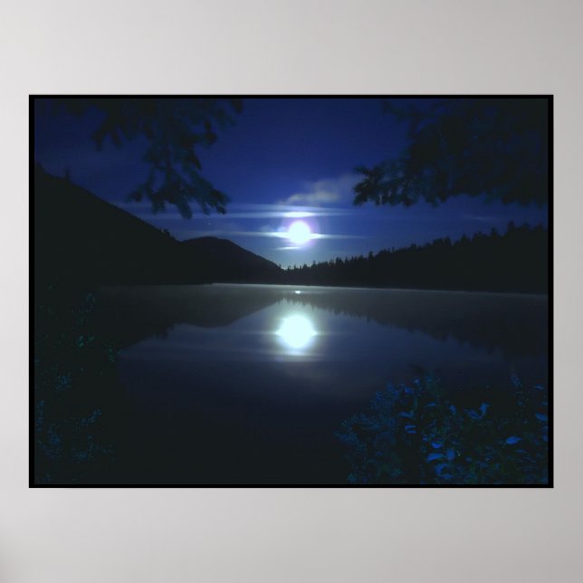 Moonrise Over Elk Lake Poster (Front)