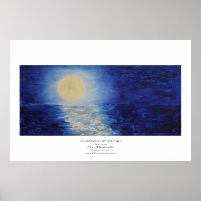Moonrise Over Lake Michigan II Poster (Front)