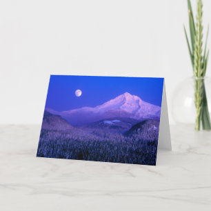 Moonrise Over Mt. Hood Oregon in Winter Card