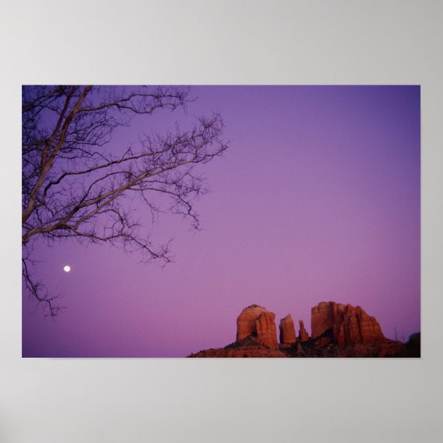 Moonrise Over Oak Creek Canyon Poster (Front)